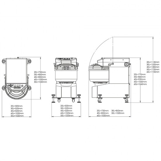 HX60 Dough Mixer 66 liters